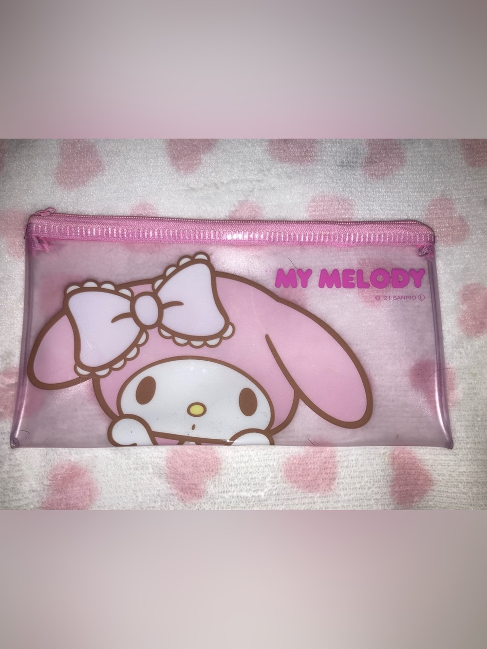 Sanrio My Melody Pink Clear Zip Up Pencil Pouch
